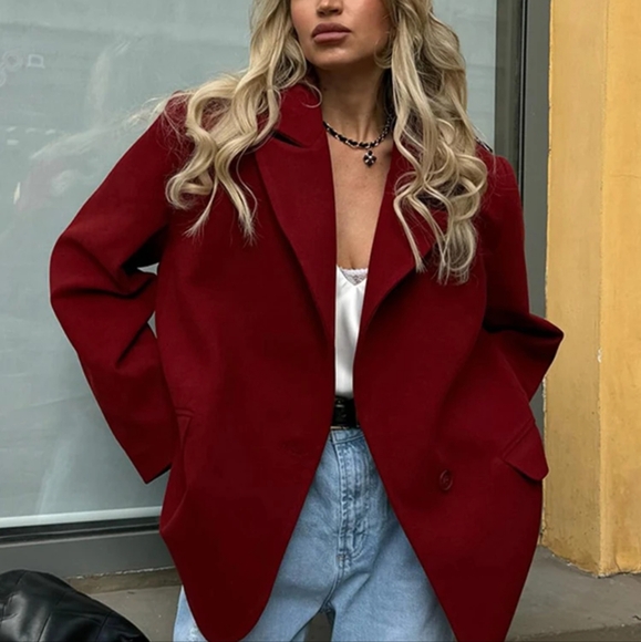 Jackets & Blazers - Office Blazer Women Casual Lapel Long Sleeve Single Breasted Shoulder Pads Femal